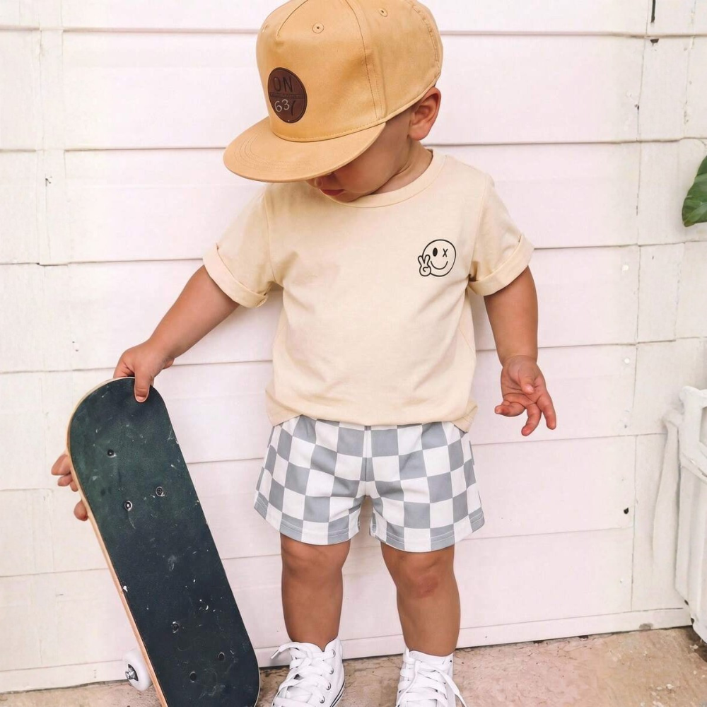 Two Piece Short Sleeve Slogan T Shirt And Camo Shorts Set For Babies
