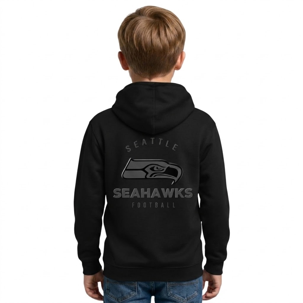 Seattle Seahawks Football Themed Quarter Zip Hoodie For Kids