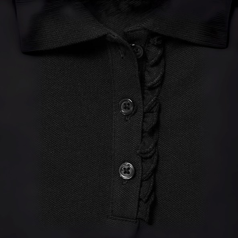 Girls Long Sleeve Ruffle Pique Polo