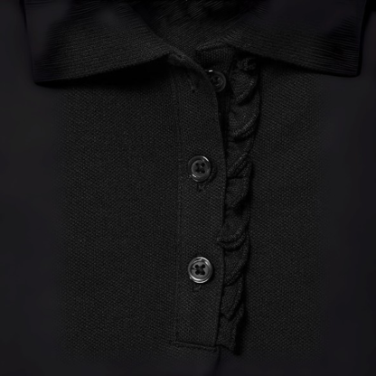 Girls Long Sleeve Ruffle Pique Polo