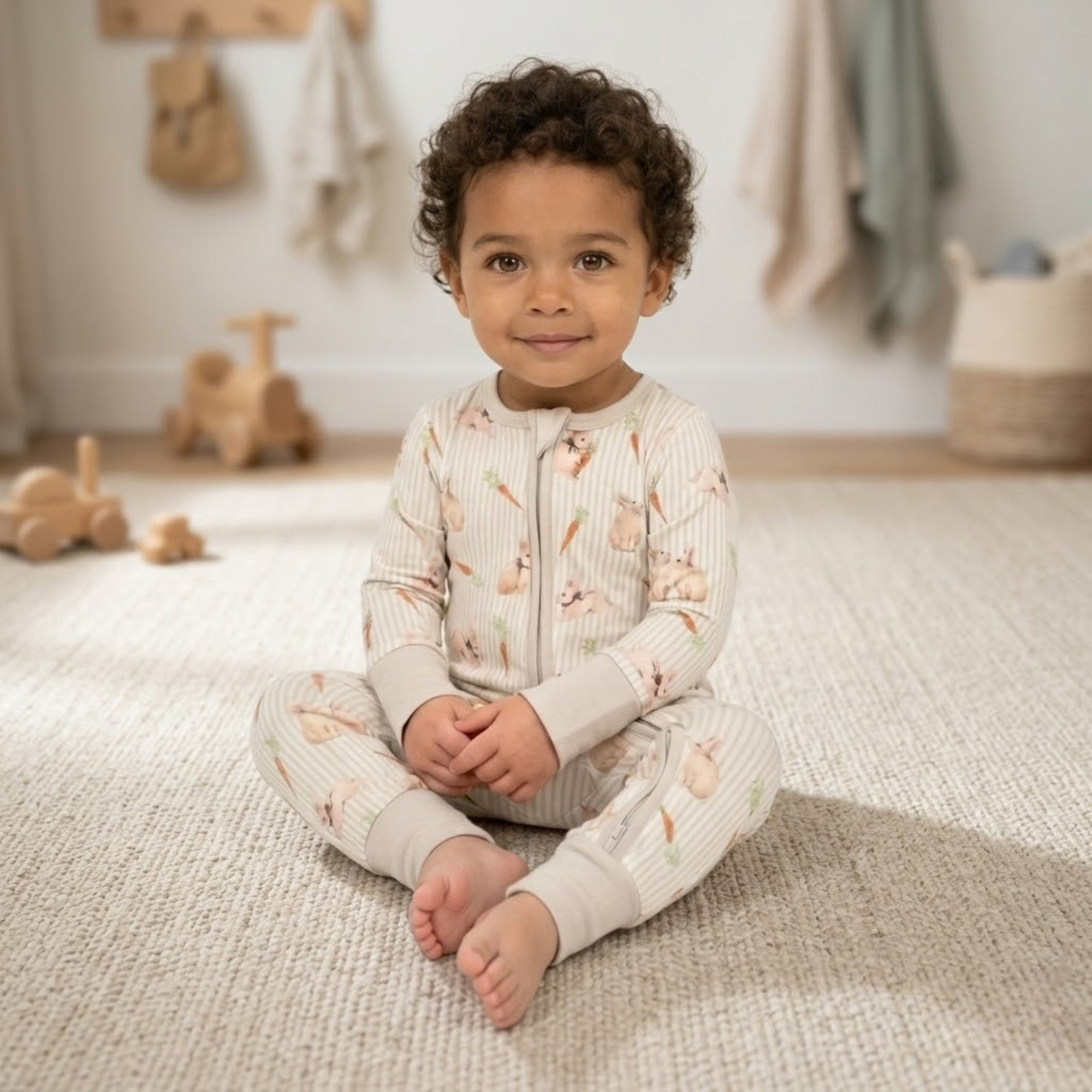 Lightweight Bamboo Pajama Set With Zipper For Kids