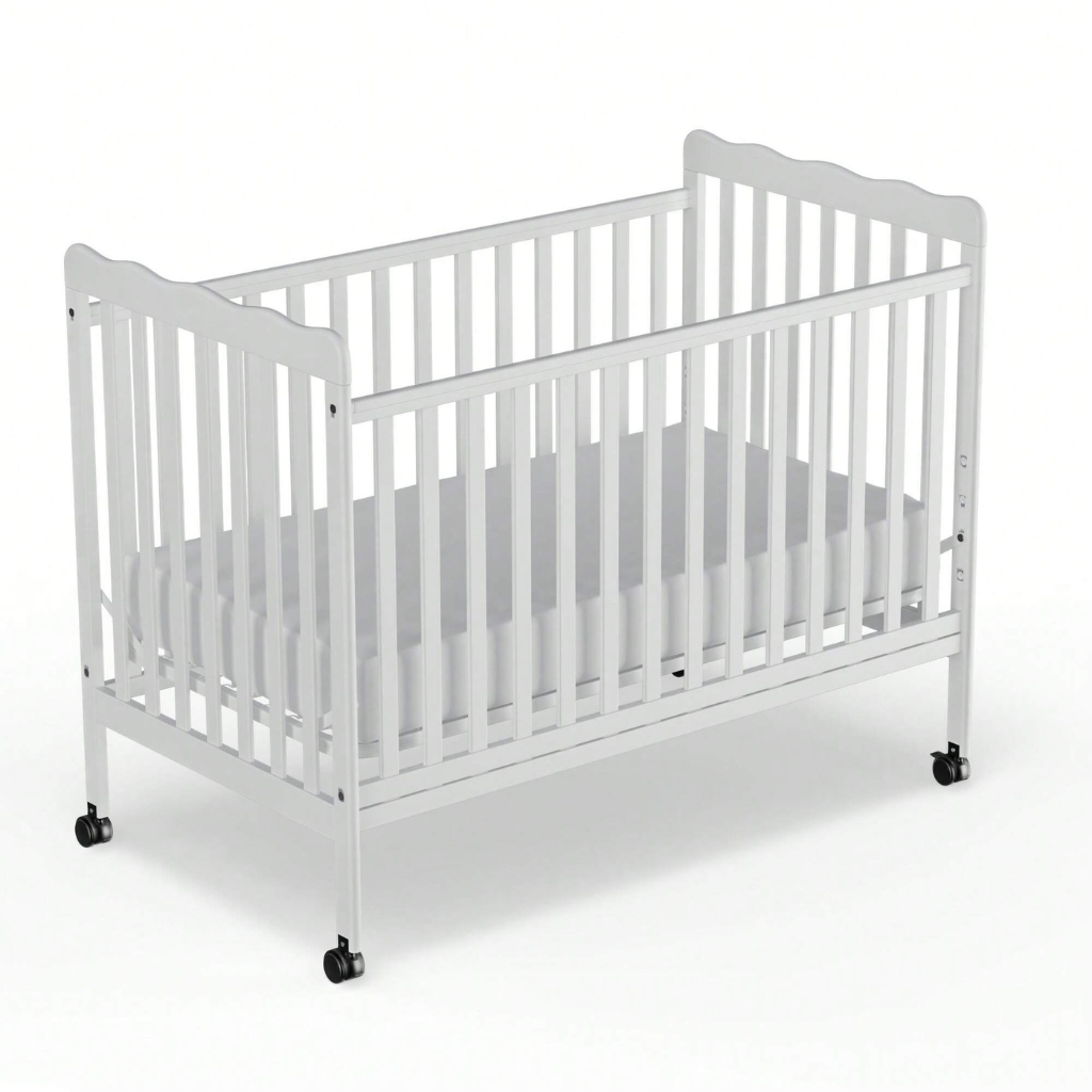 3 In 1 Convertible Baby Crib With Locking Wheels For Newborn