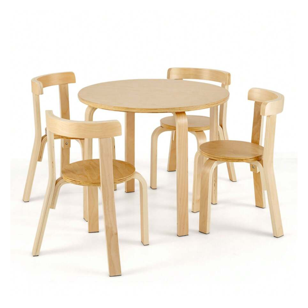 5 Piece Kids Wooden Curved Activity Table Chair Set