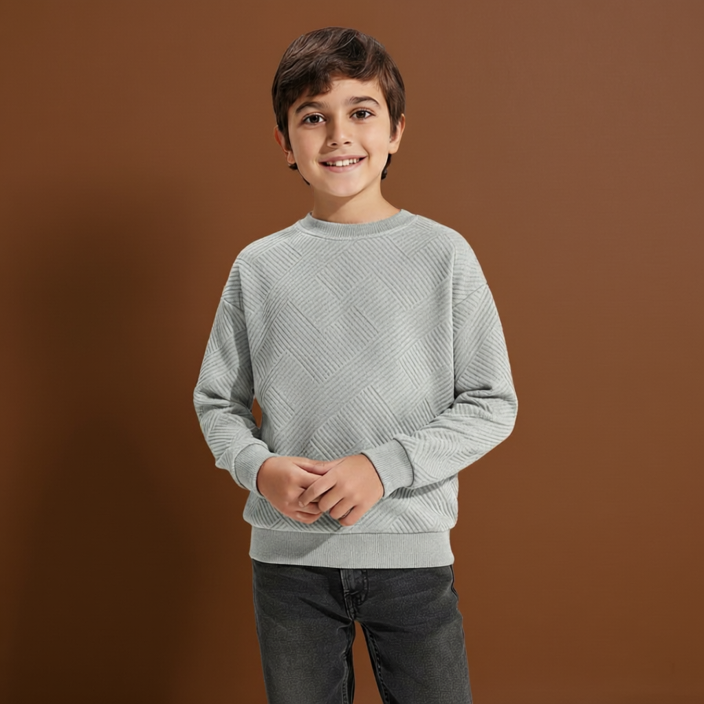 Boys Geometric Pattern Sweatshirts with Long Sleeves Pullover Style