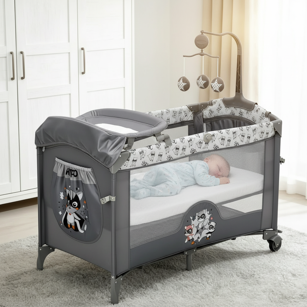 4 In 1 Baby Bassinet And Bedside Sleeper With Changing Table And Zip Door