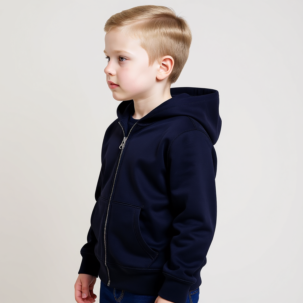 Long Sleeve Hooded Full Zip Front Sweatshirt For Boy