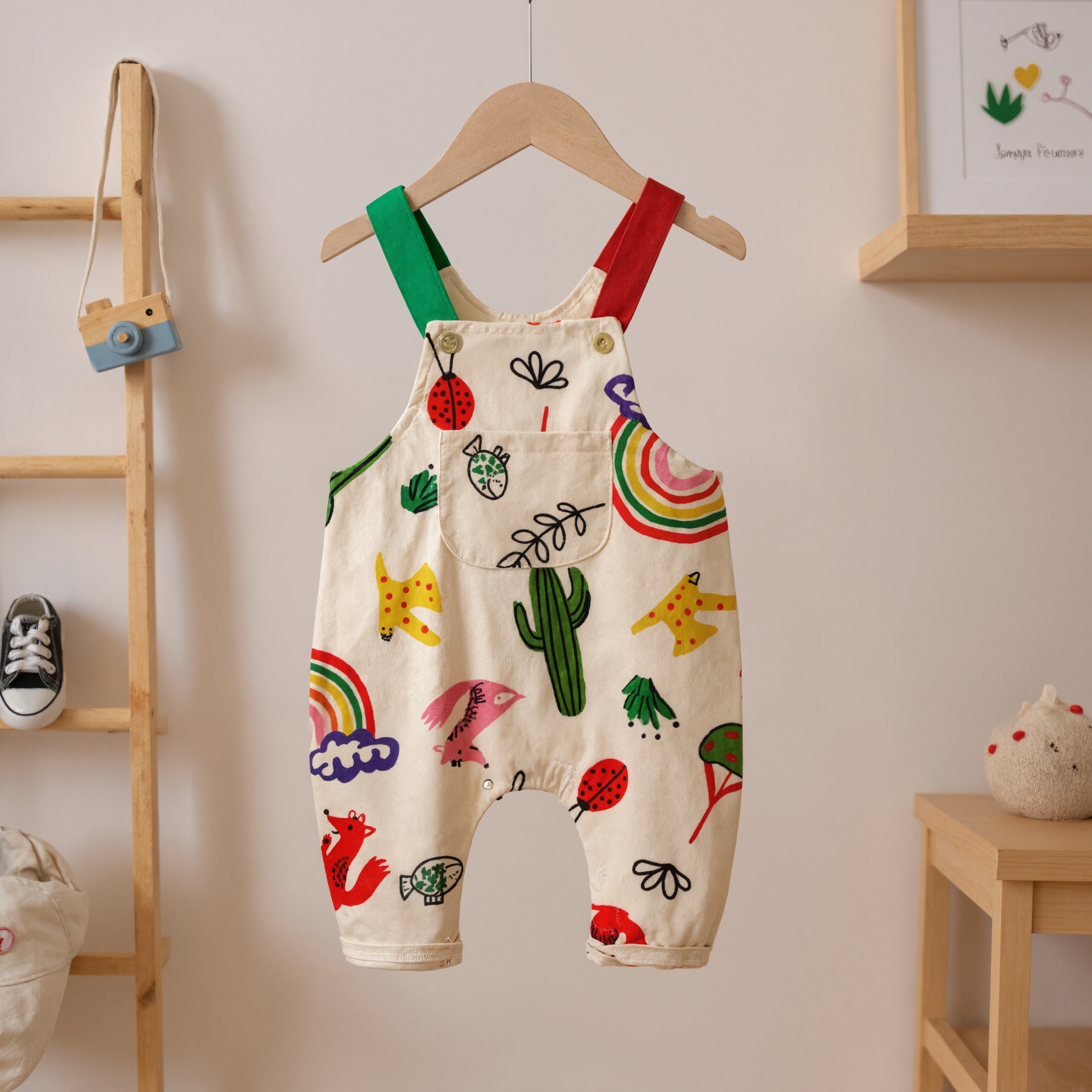 Baby Multicolor Animal Printed Overalls