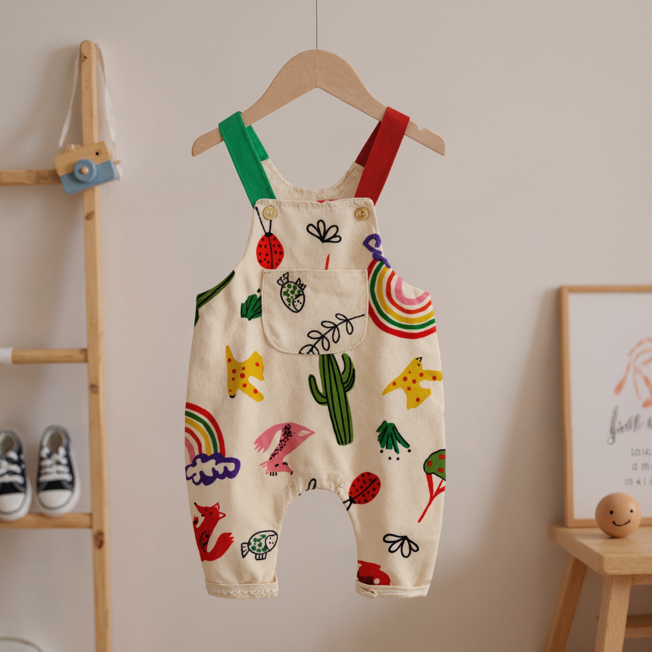 Baby Multicolor Animal Printed Overalls
