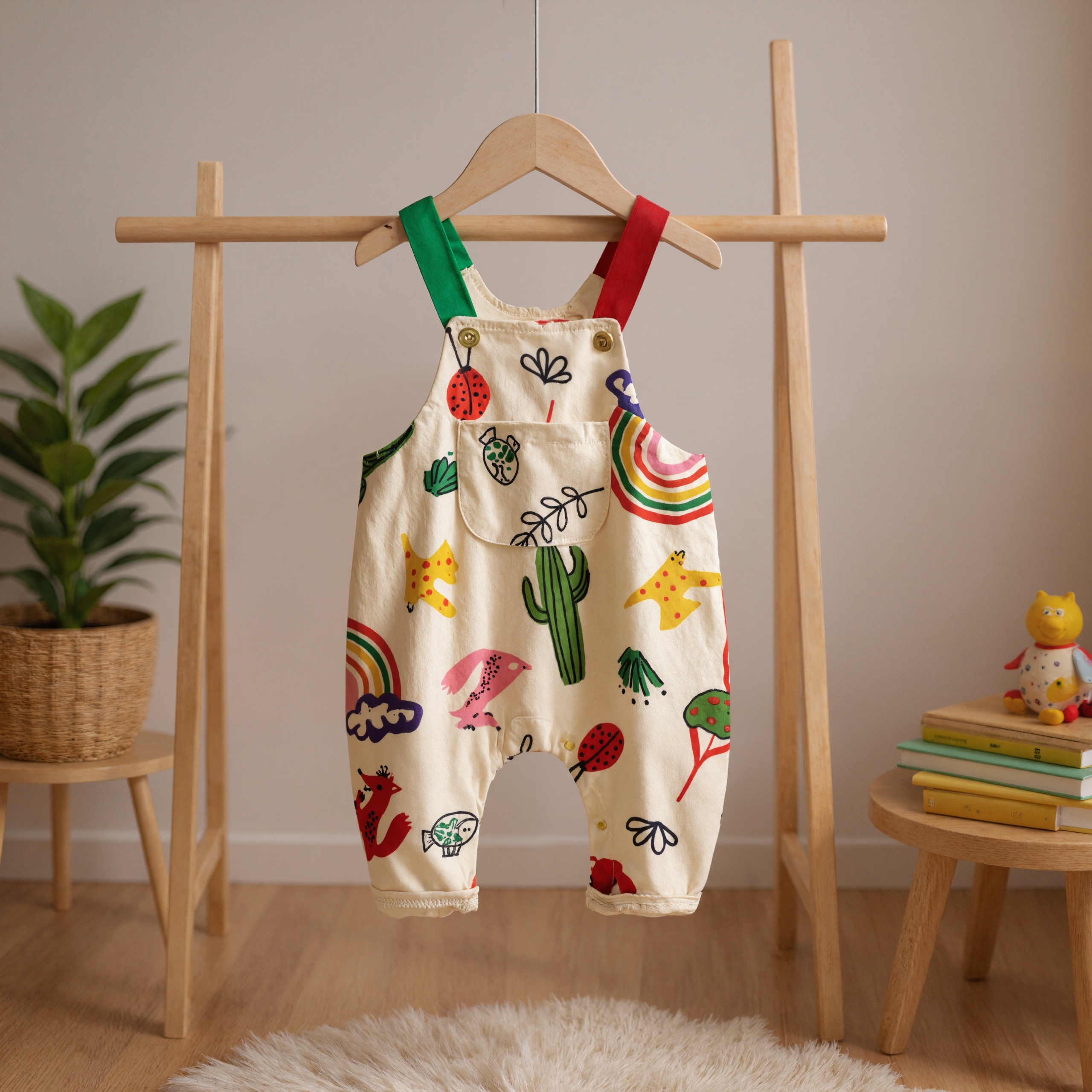Baby Multicolor Animal Printed Overalls