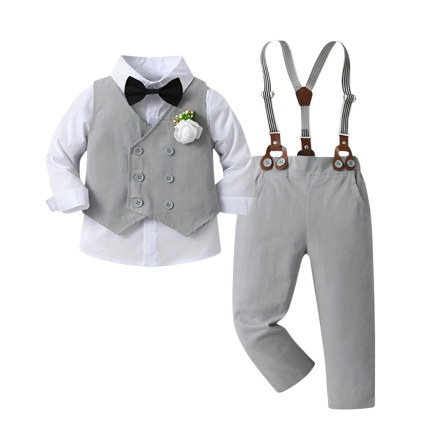 3 Piece Suit With Long Sleeve Shirt And Trousers Set For Boys