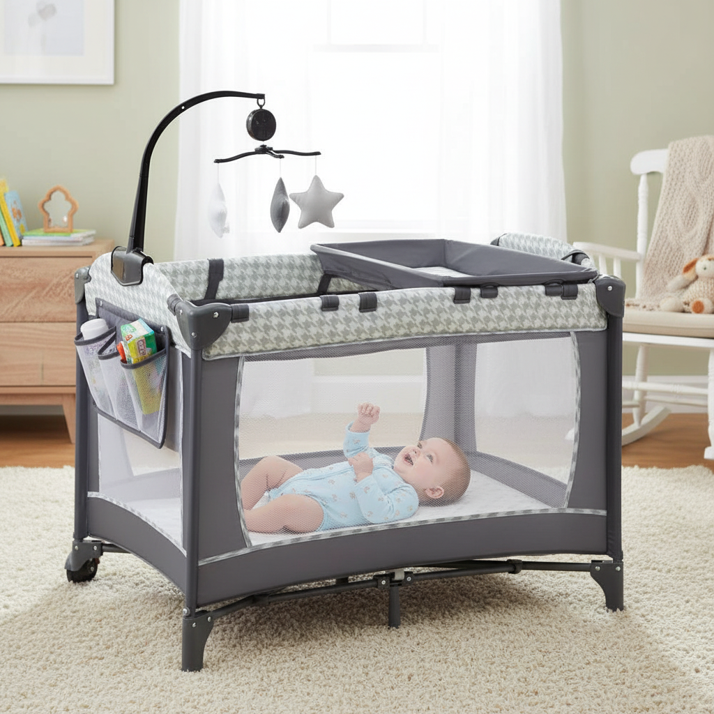 4 In 1 Baby Bassinet Bedside Sleeper with Diaper Changer