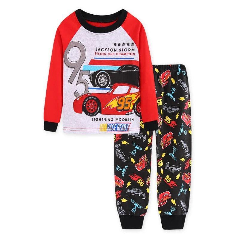 Cartoon Cars Print Pajama Set for Kids - Children Pajamas