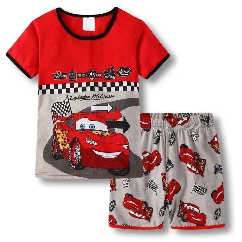 Kids Race Car Graphic Shorts Set - Children Pajamas
