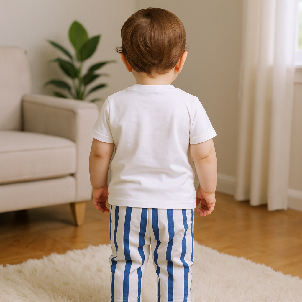 Pizza Pasta Gelato Baby Vertical Striped Outfit Two Piece Set