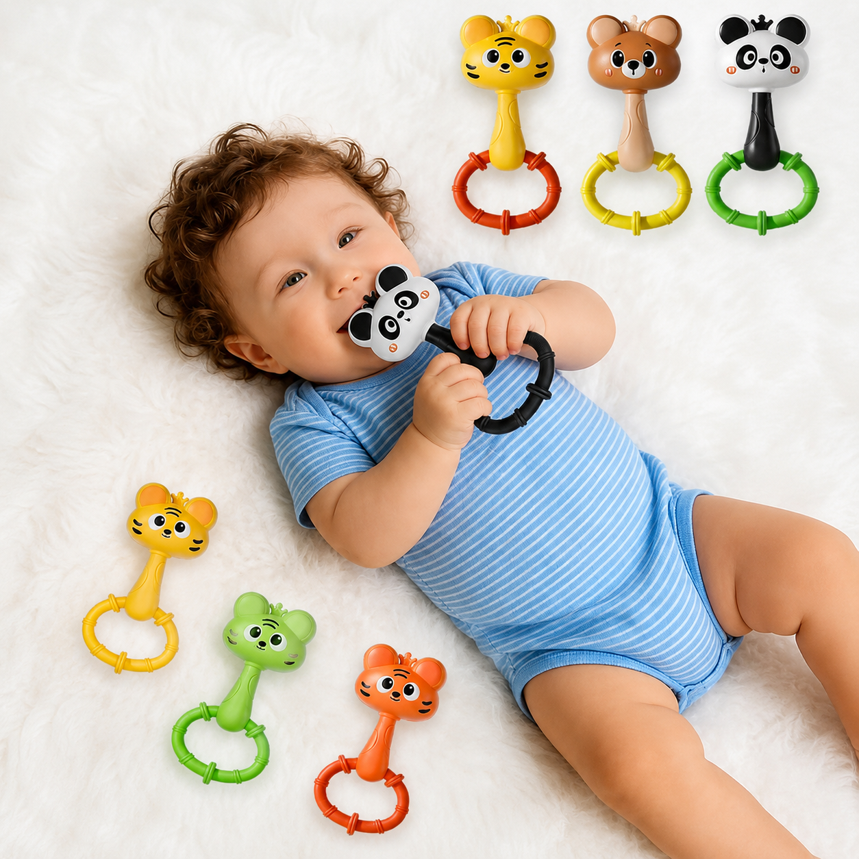 Manual Shake Baby Rattle Learning Toy For Infants