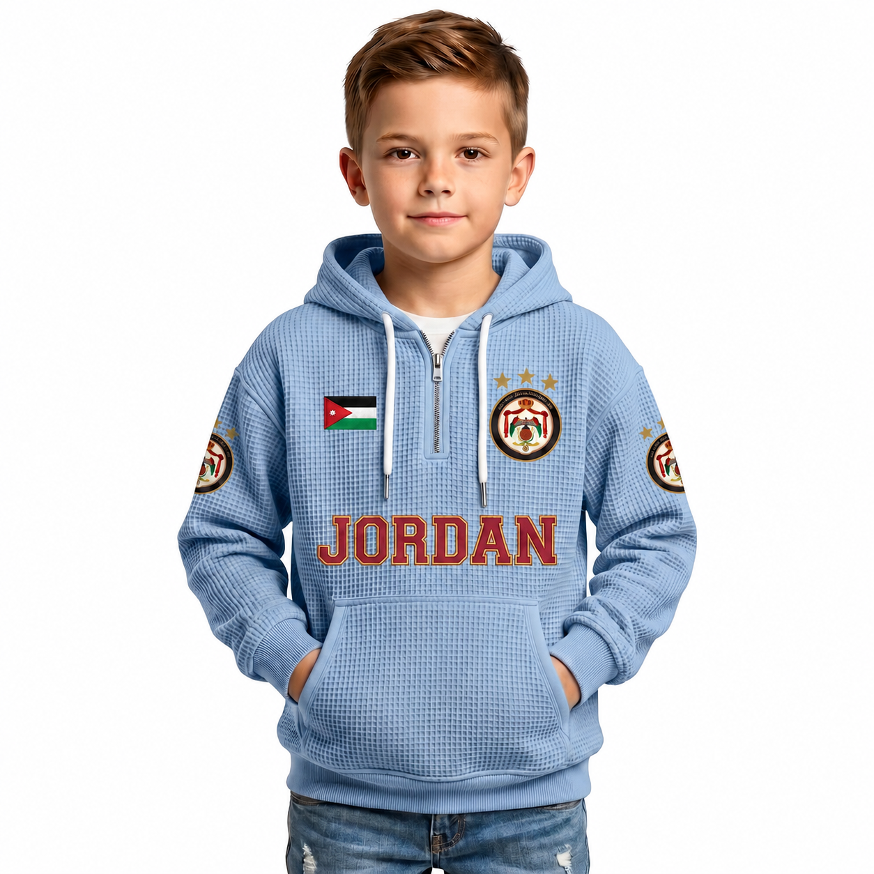 Jordan Printed Waffle Quarter Zip Football Fan Hoodie For Kids