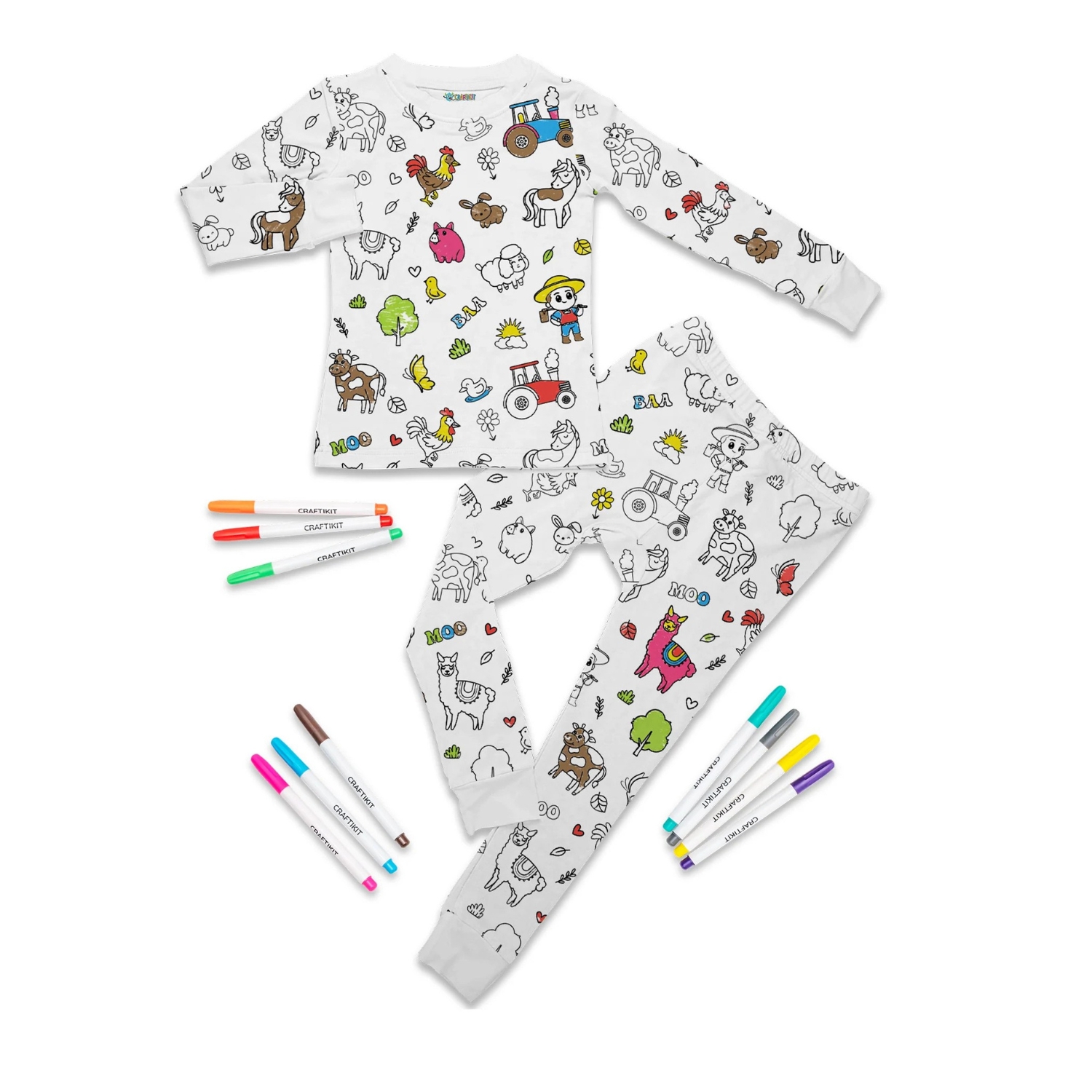 Creative Coloring Pajama Set For Kids