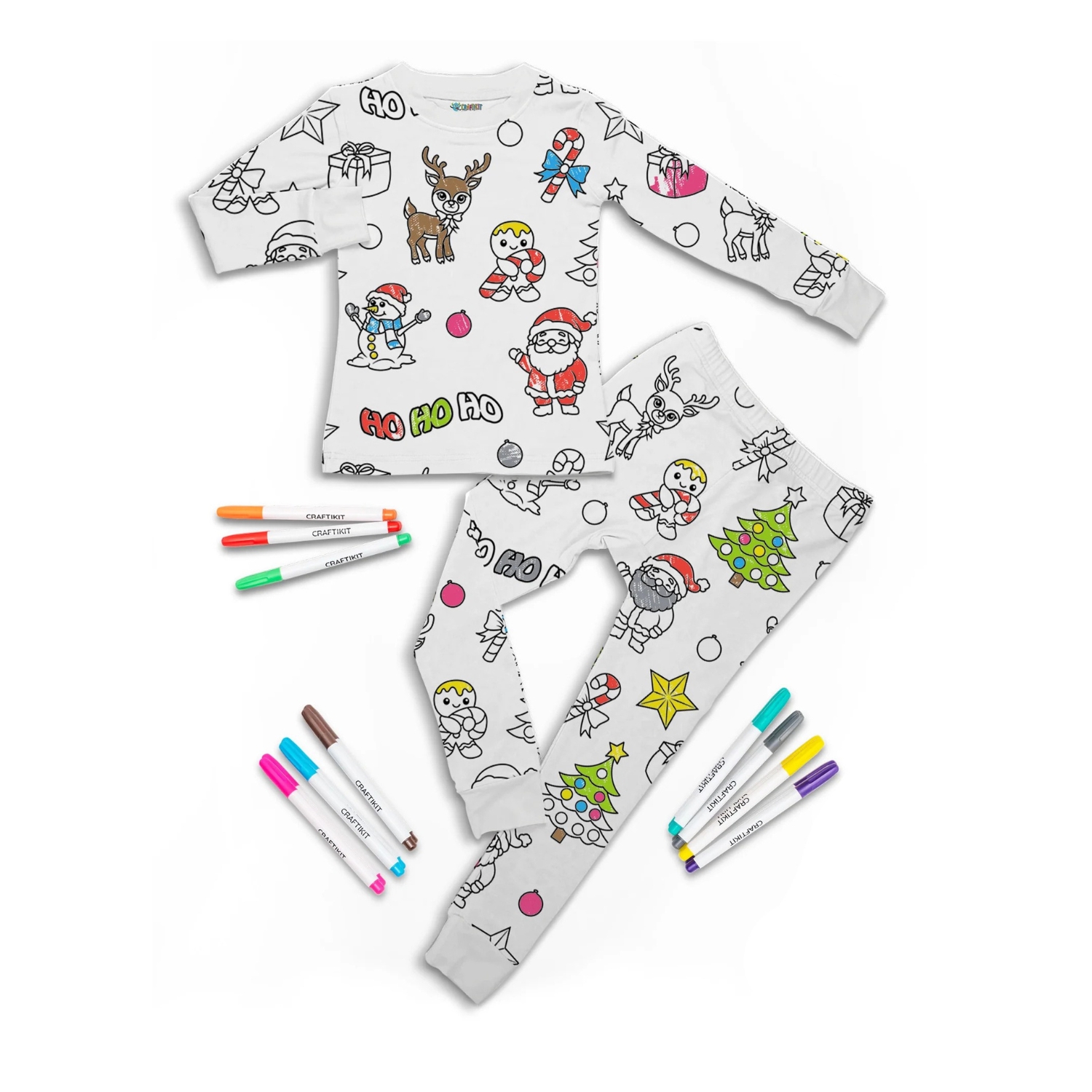Creative Coloring Pajama Set For Kids