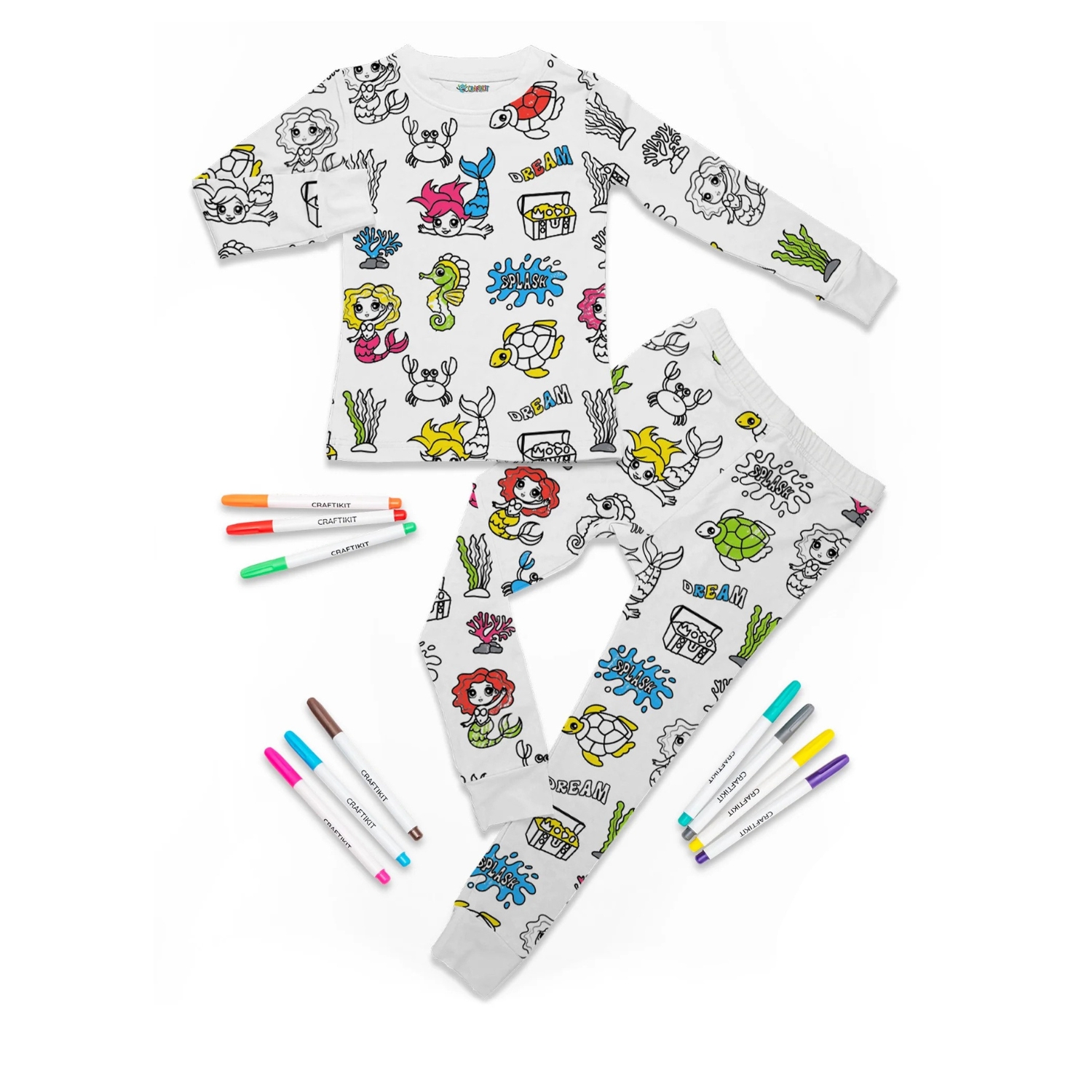 Creative Coloring Pajama Set For Kids