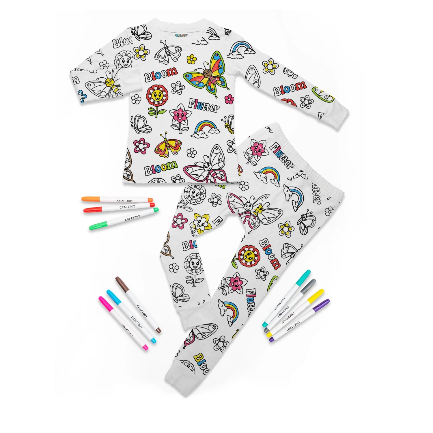 Creative Coloring Pajama Set For Kids