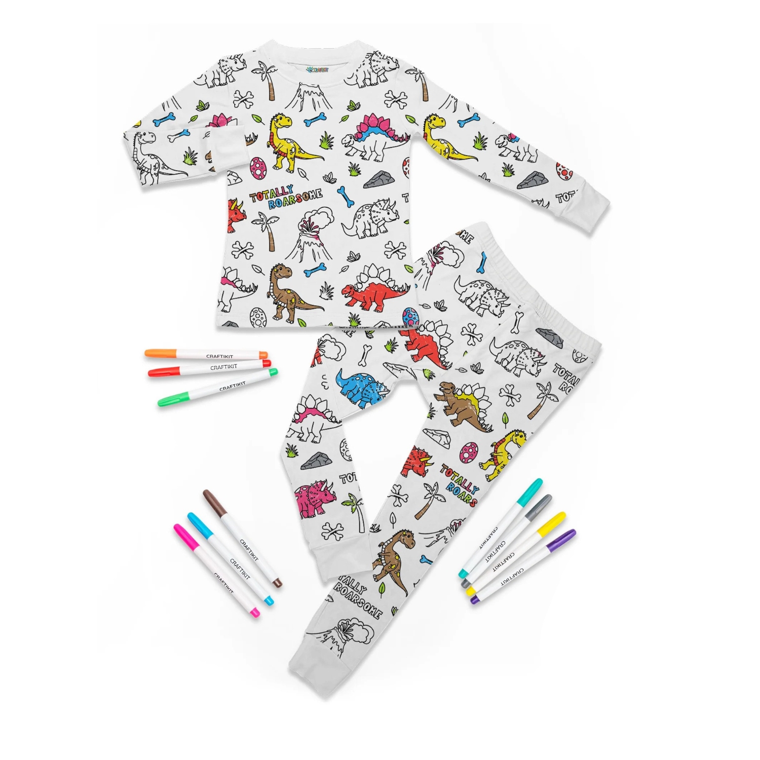 Creative Coloring Pajama Set For Kids