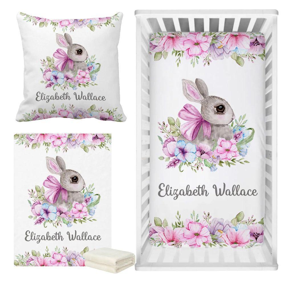 Custom Floral Bunny Bedding-Children Pajamas