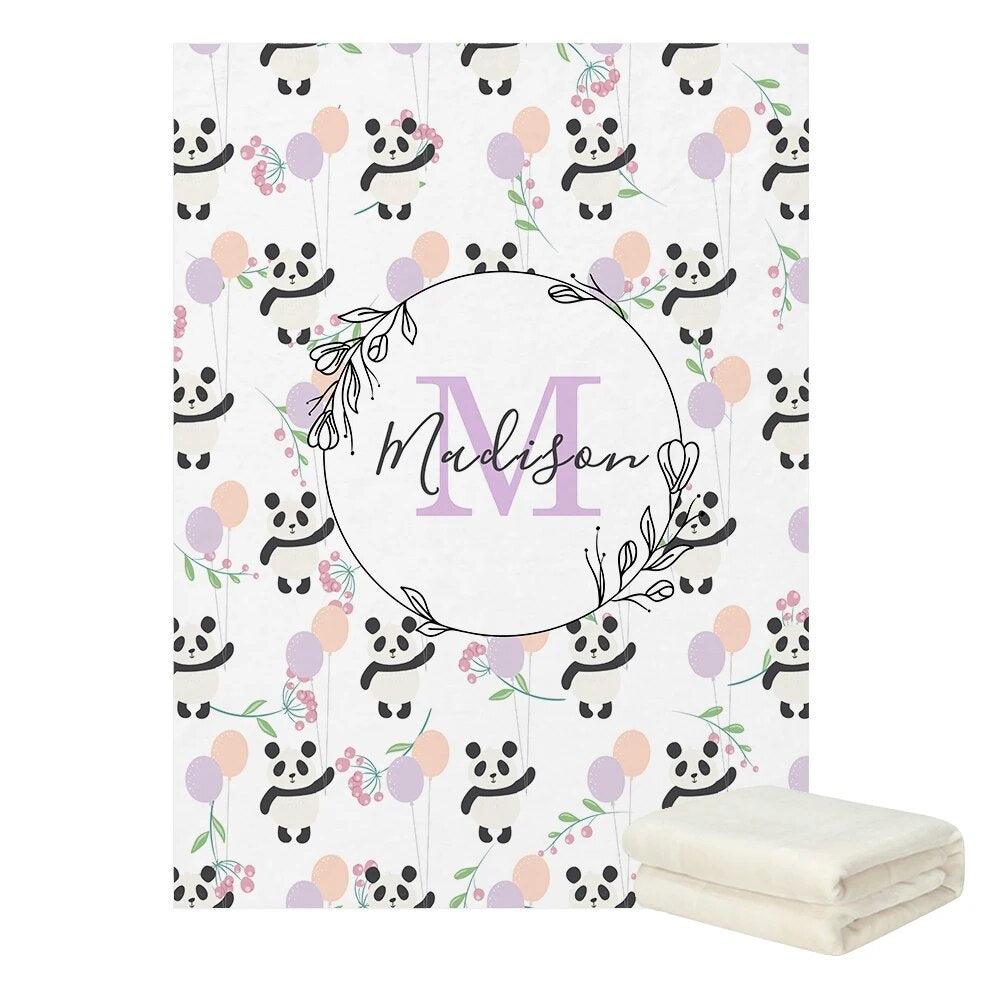 Panda Floral Name Blanket-Children Pajamas