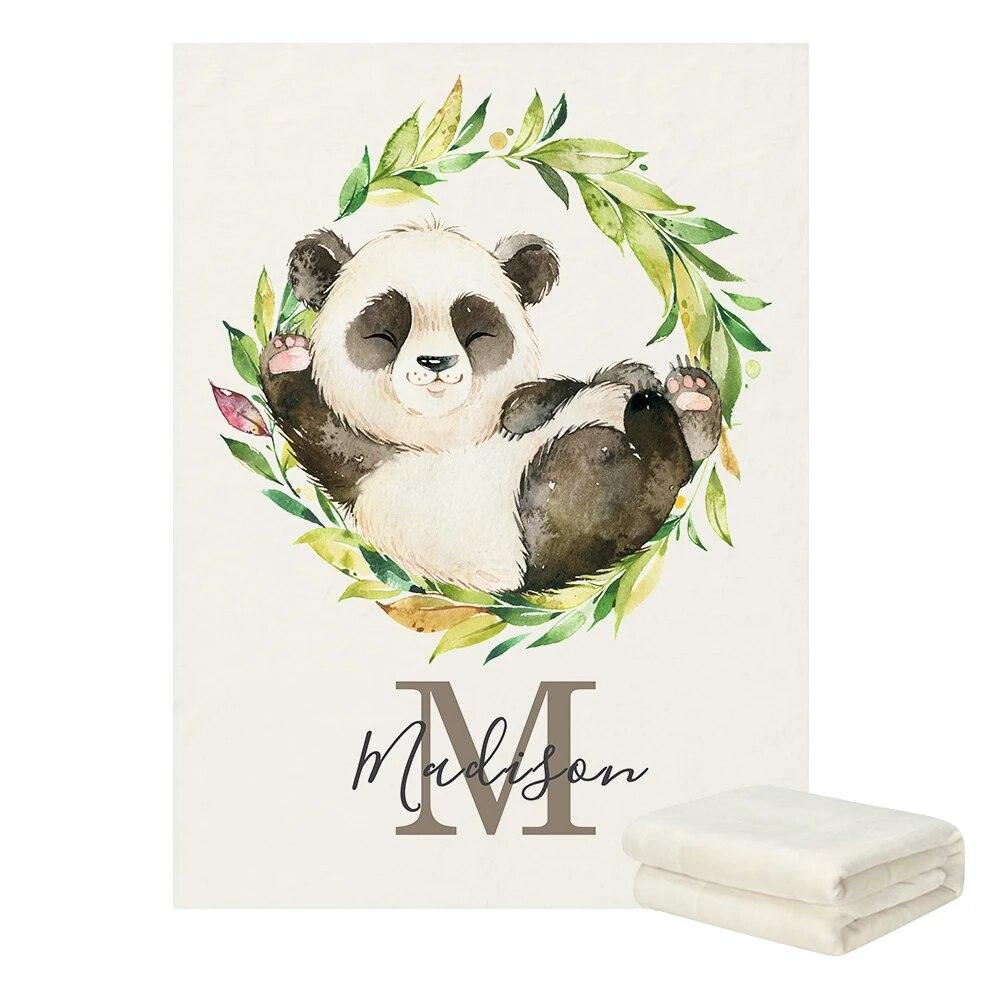 Panda Floral Name Blanket-Children Pajamas