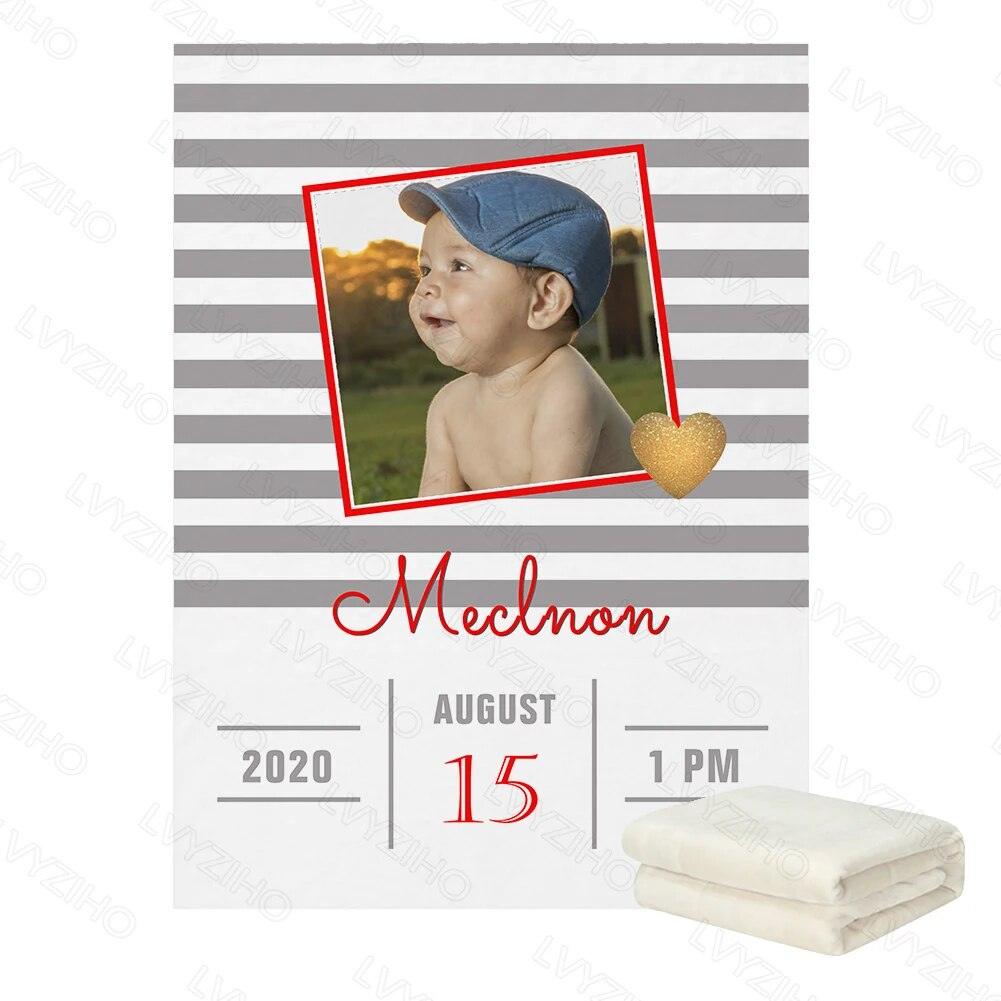 Photo Birth Announcement Blanket – Custom Baby Keepsake Gift-Children Pajamas