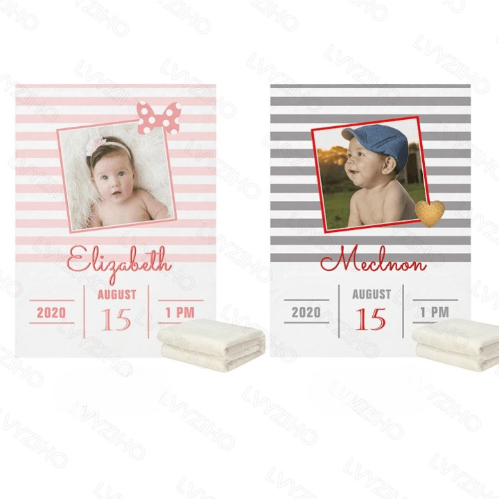 Photo Birth Announcement Blanket – Custom Baby Keepsake Gift-Children Pajamas