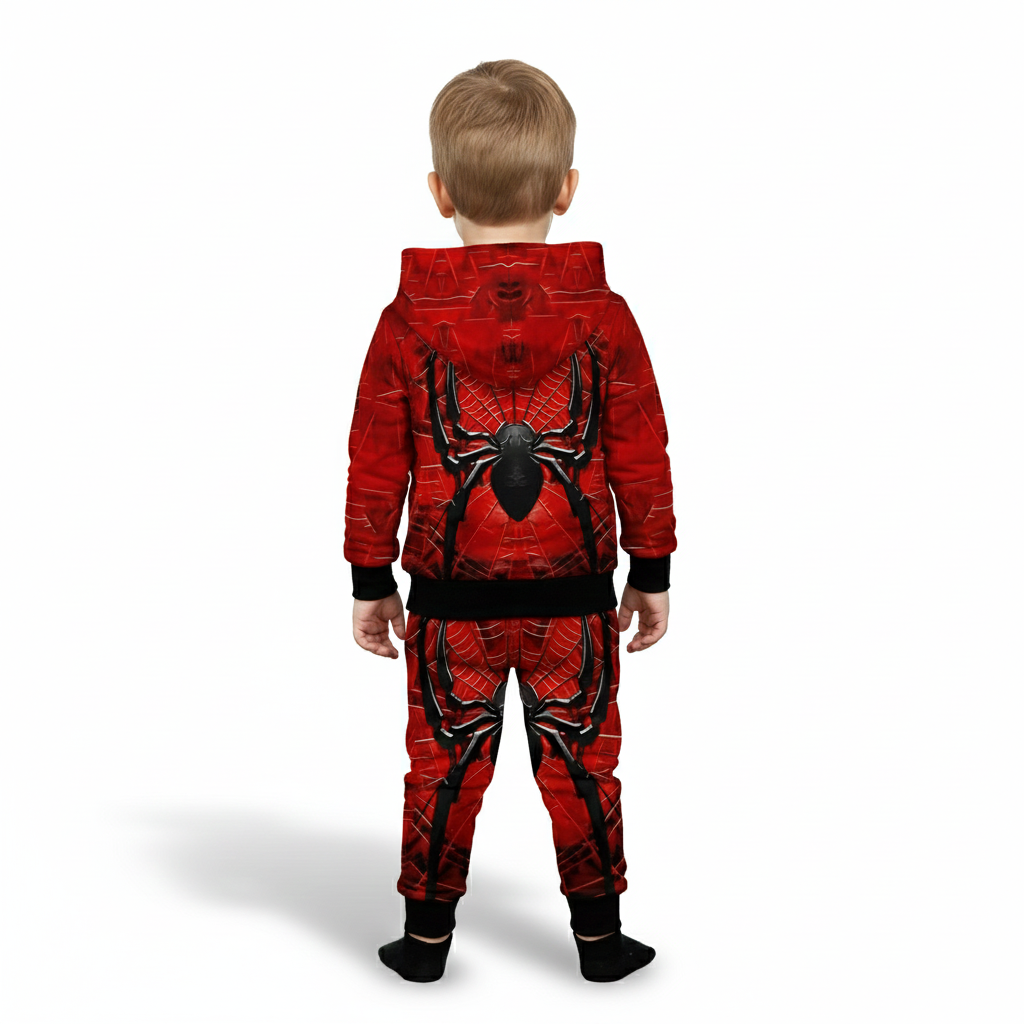 Spider Print Matching Hooded Sweatshirt Outfit