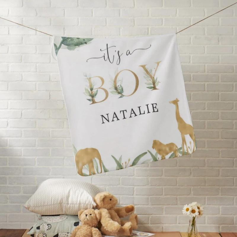 Baby Announcement Blanket – Personalized Coral Fleece Keepsake-Children Pajamas