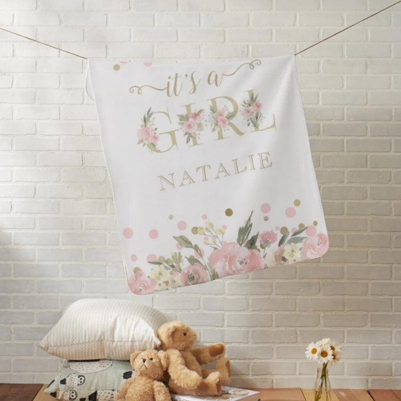 Baby Announcement Blanket – Personalized Coral Fleece Keepsake-Children Pajamas
