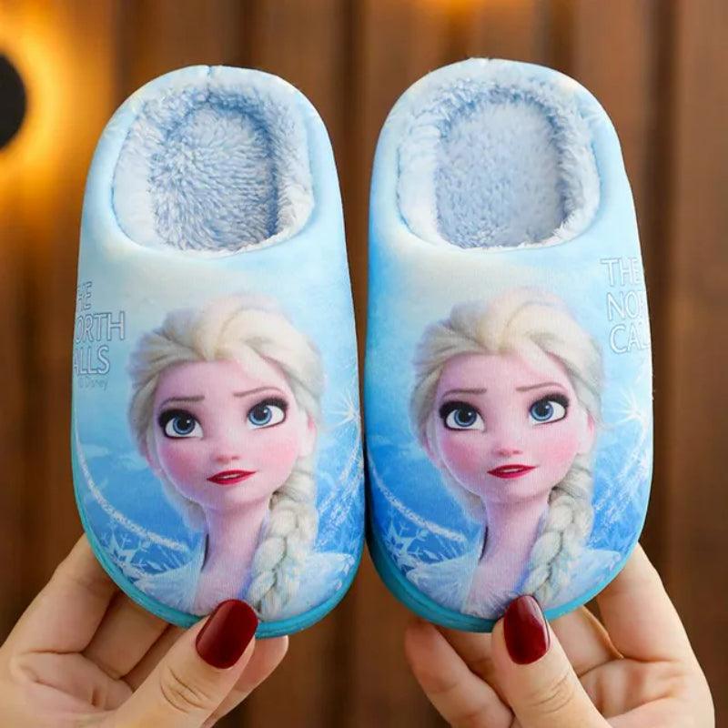 Elsa Flat Shoes – Cartoon Print Slip-On Winter Shoes for Girls - Children Pajamas