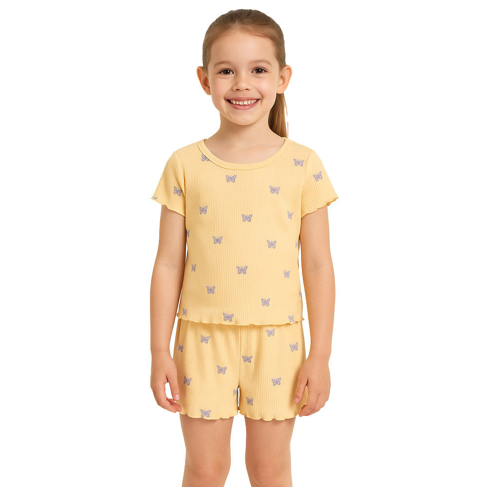 Vibrant Art Printed Pajama Top And Shorts Set