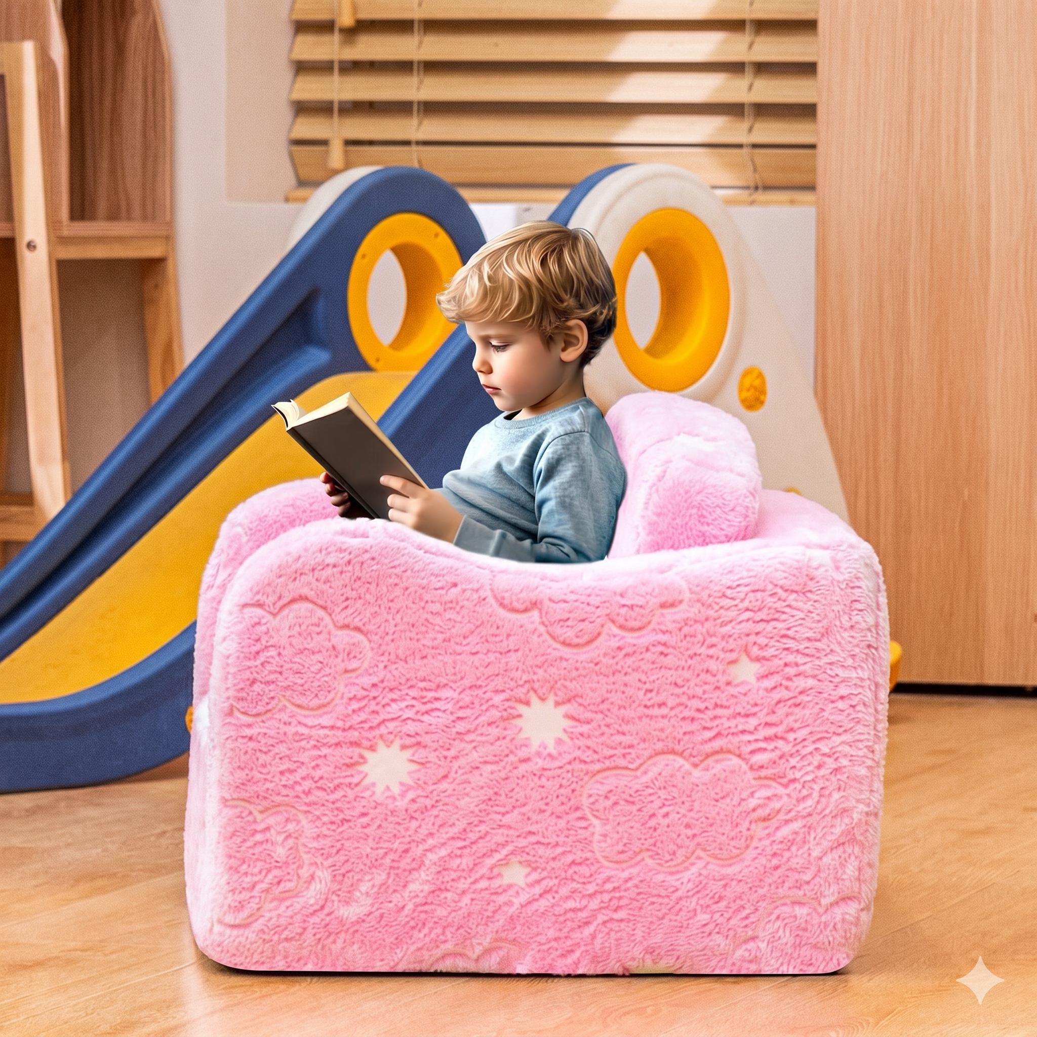 Convertible Sofa Bed With Soft Memory Foam Cushion For Kids