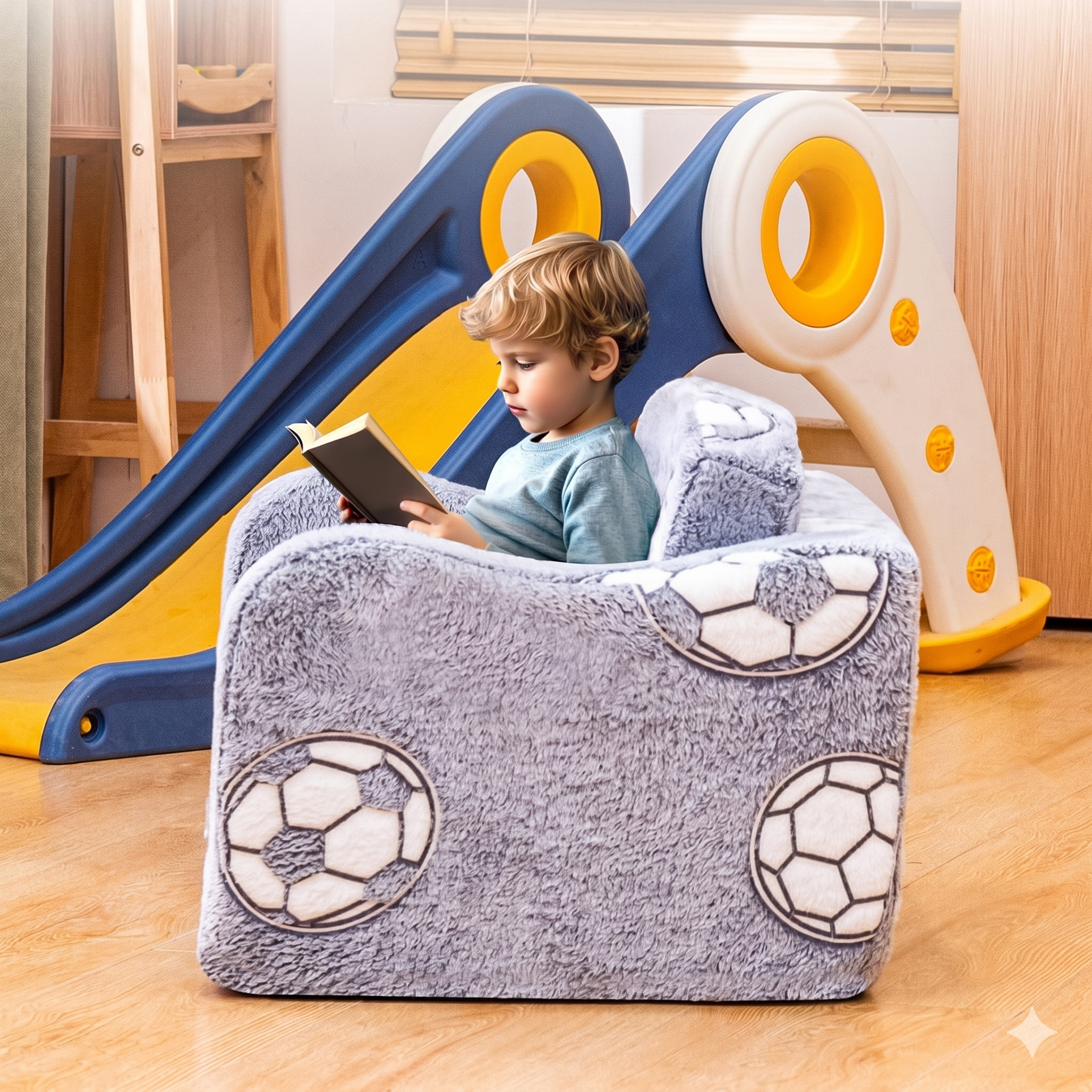 Convertible Sofa Bed With Soft Memory Foam Cushion For Kids
