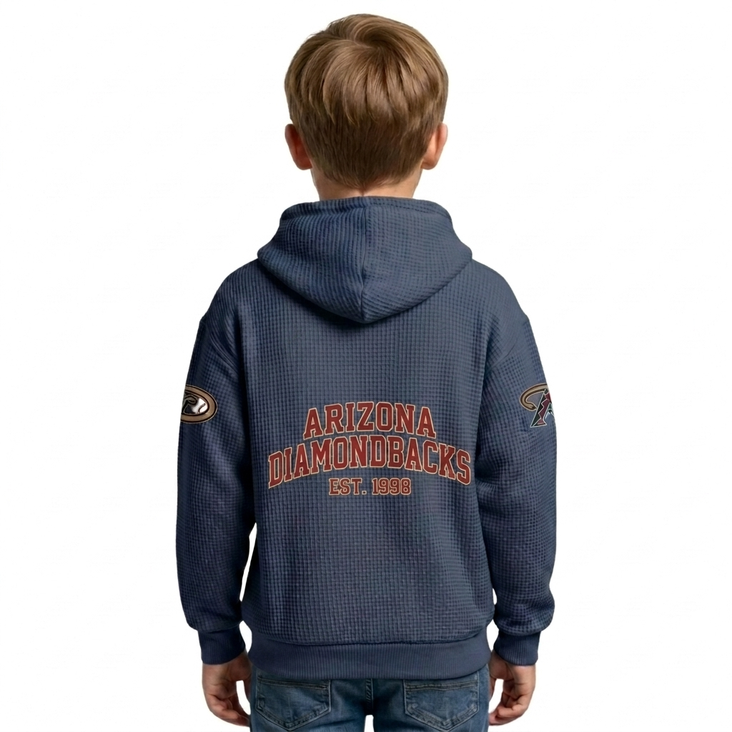 Arizona Diamondbacks EST 1998 Printed Waffle Quarter Zip Baseball Fan Hoodie For Kids
