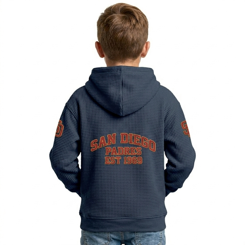 San Diego Padres EST 1969 Printed Waffle Quarter Zip Baseball Fan Hoodie For Kids