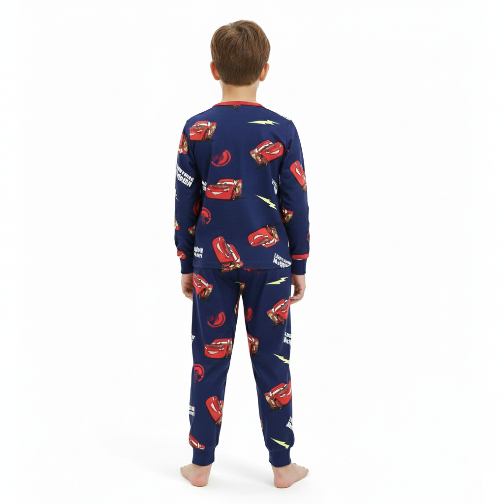 2 Piece Racing Car Print Sleepwear Pajama Set