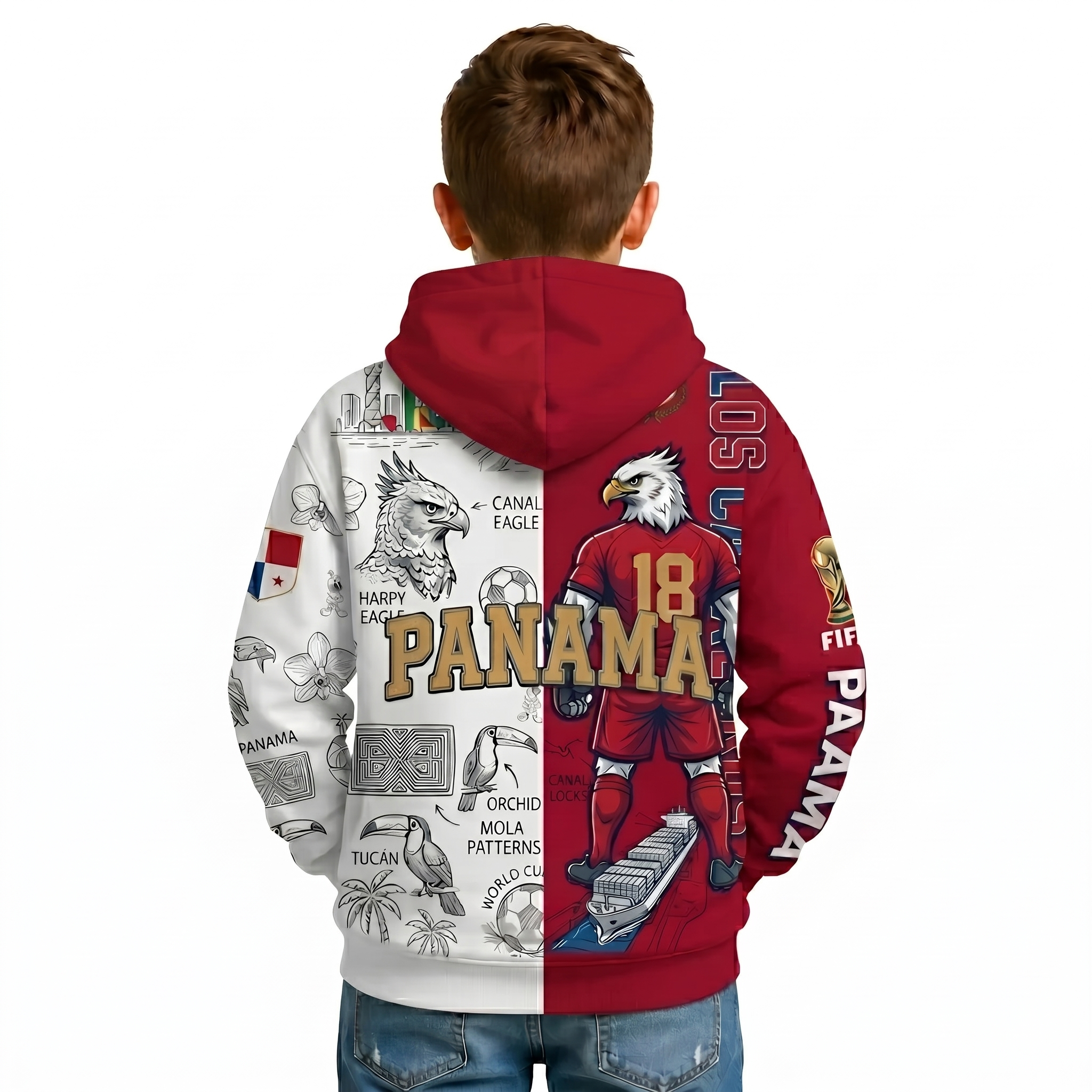 FIFA 2026 Panama Football Themed All Over Printed Hoodie For Kids