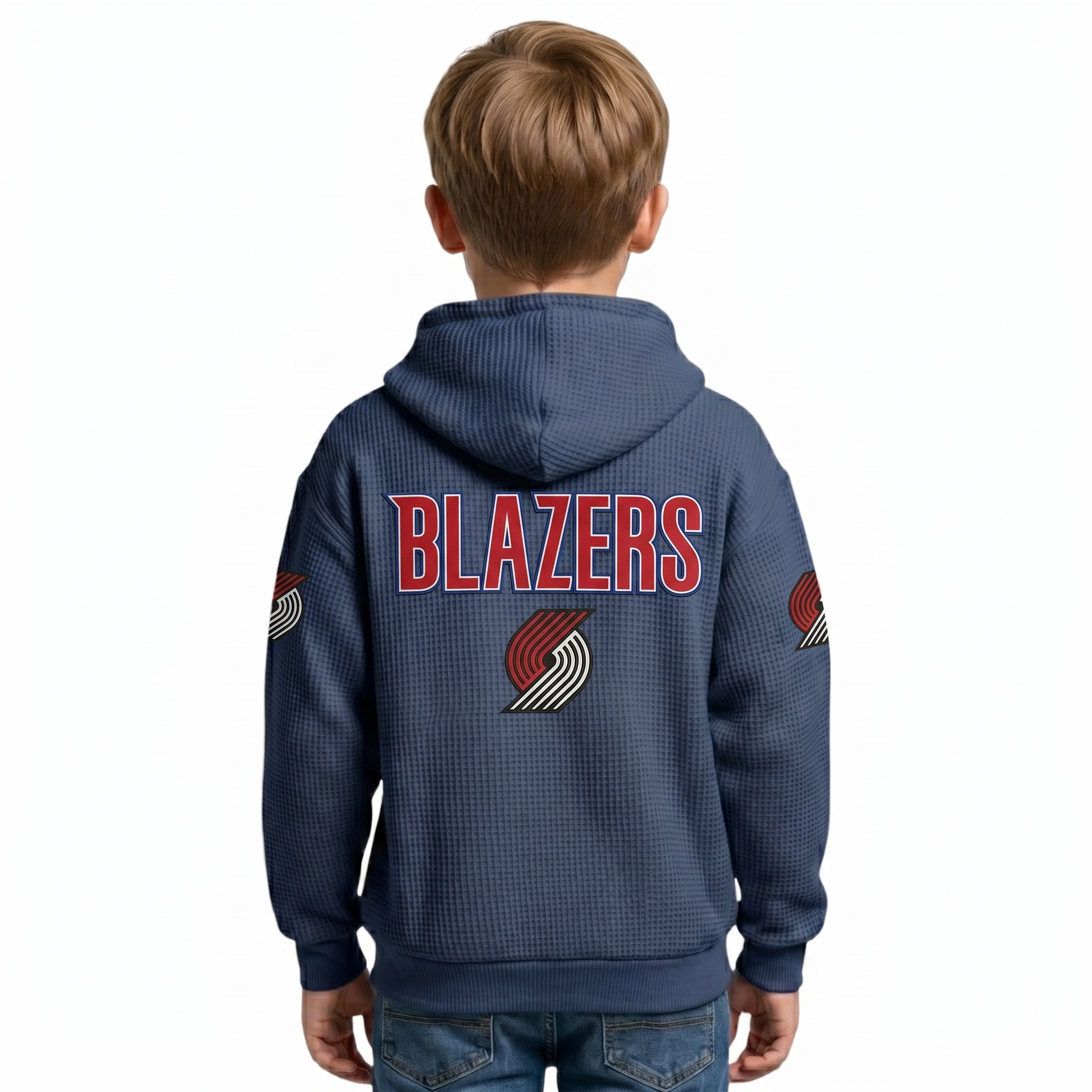 Portland Trail Blazers EST 1970 Printed Waffle Quarter Zip Basketball Fan Hoodie For Kids