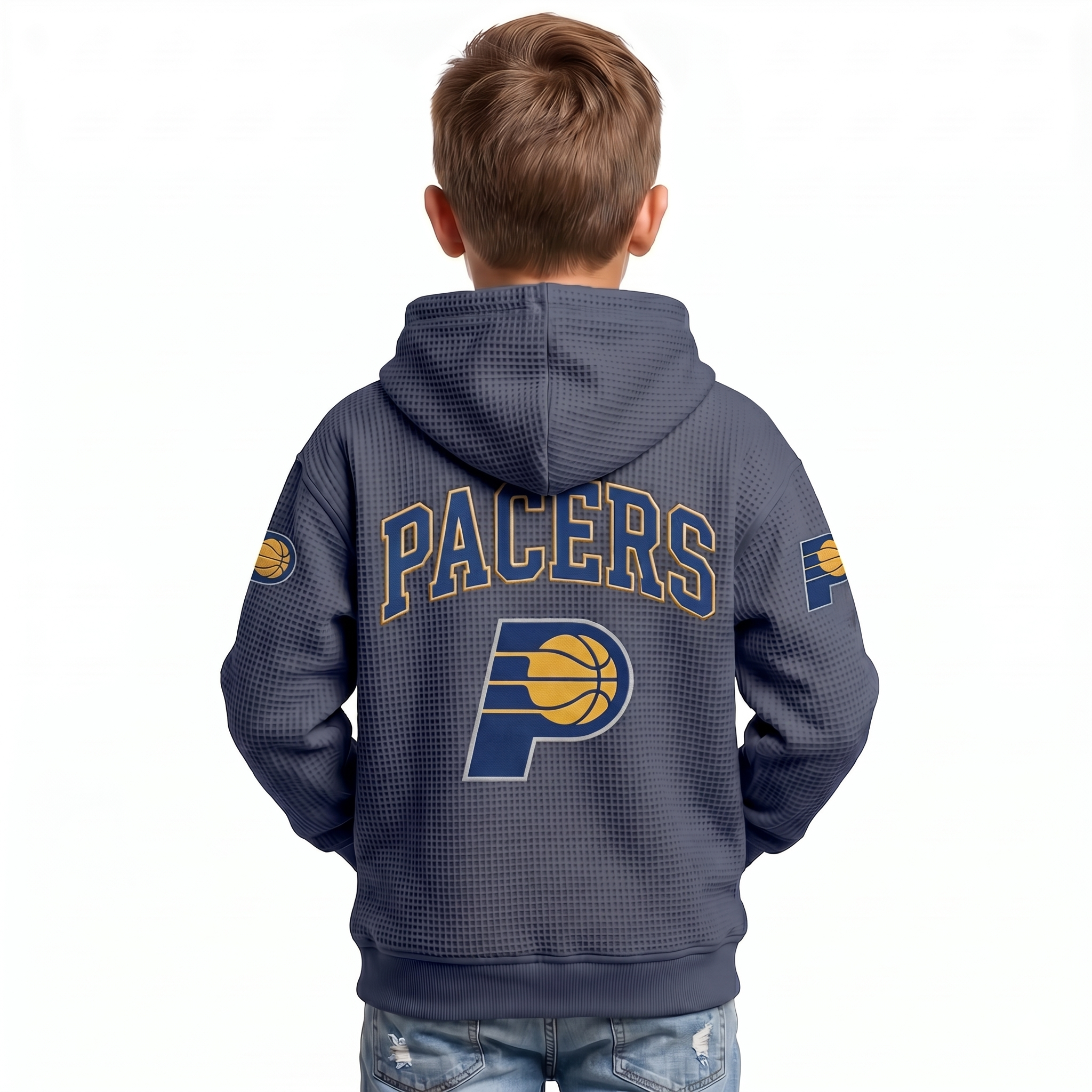 Indiana Pacers EST 1967 Printed Waffle Quarter Zip Basketball Fan Hoodie For Kids