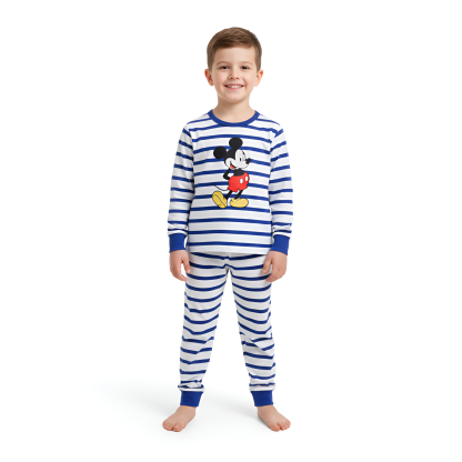 Cartoon Stripe Print Kids Pajama Set