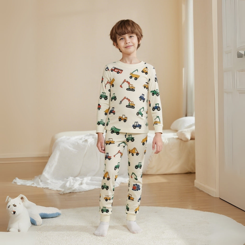 Organic Cotton Digger Truck Pajamas Set