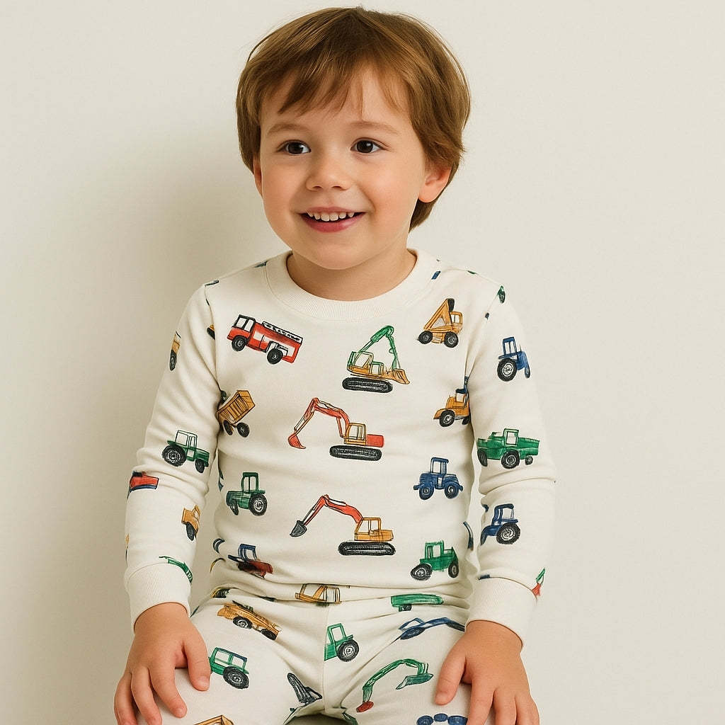 Organic Cotton Digger Truck Pajamas Set