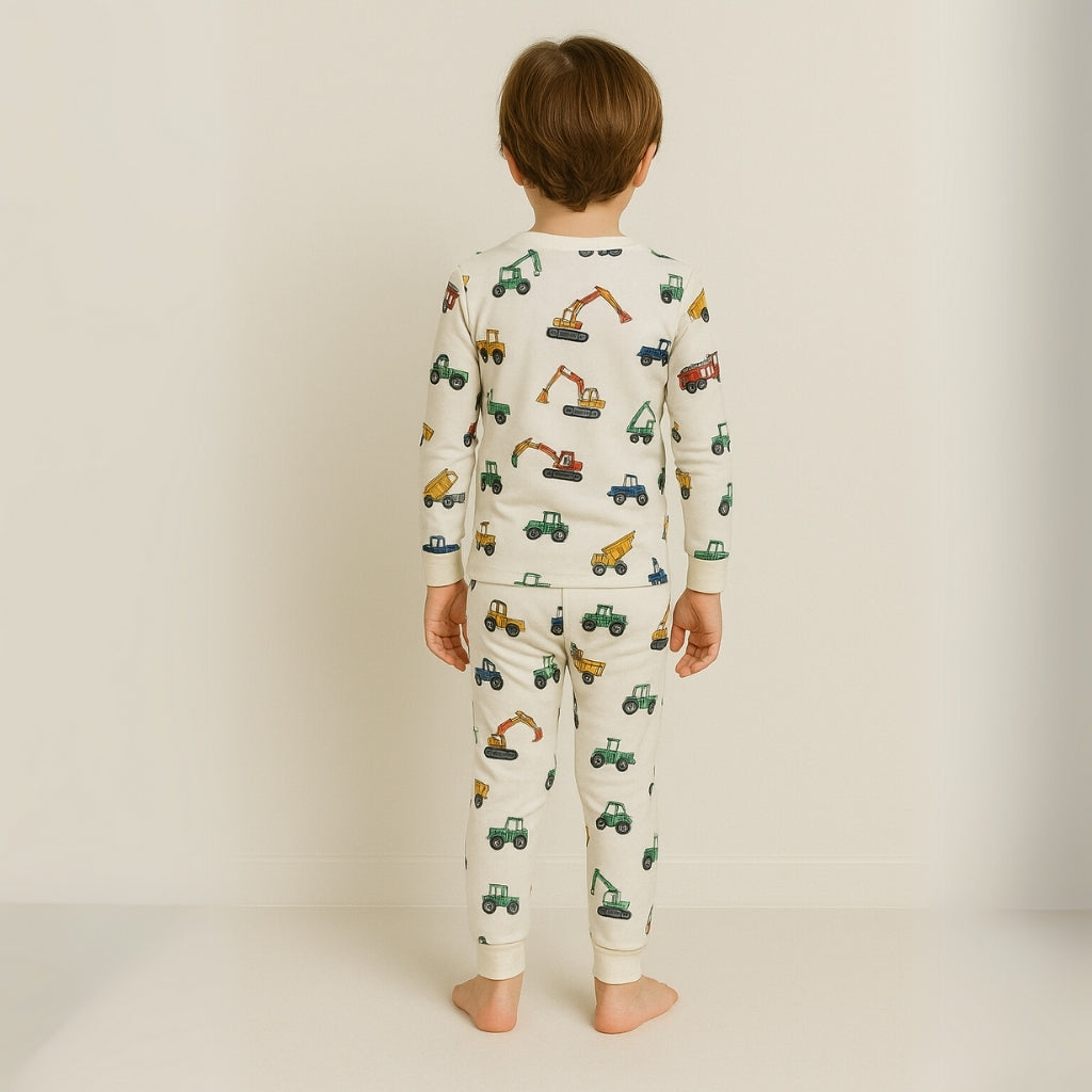 Organic Cotton Digger Truck Pajamas Set