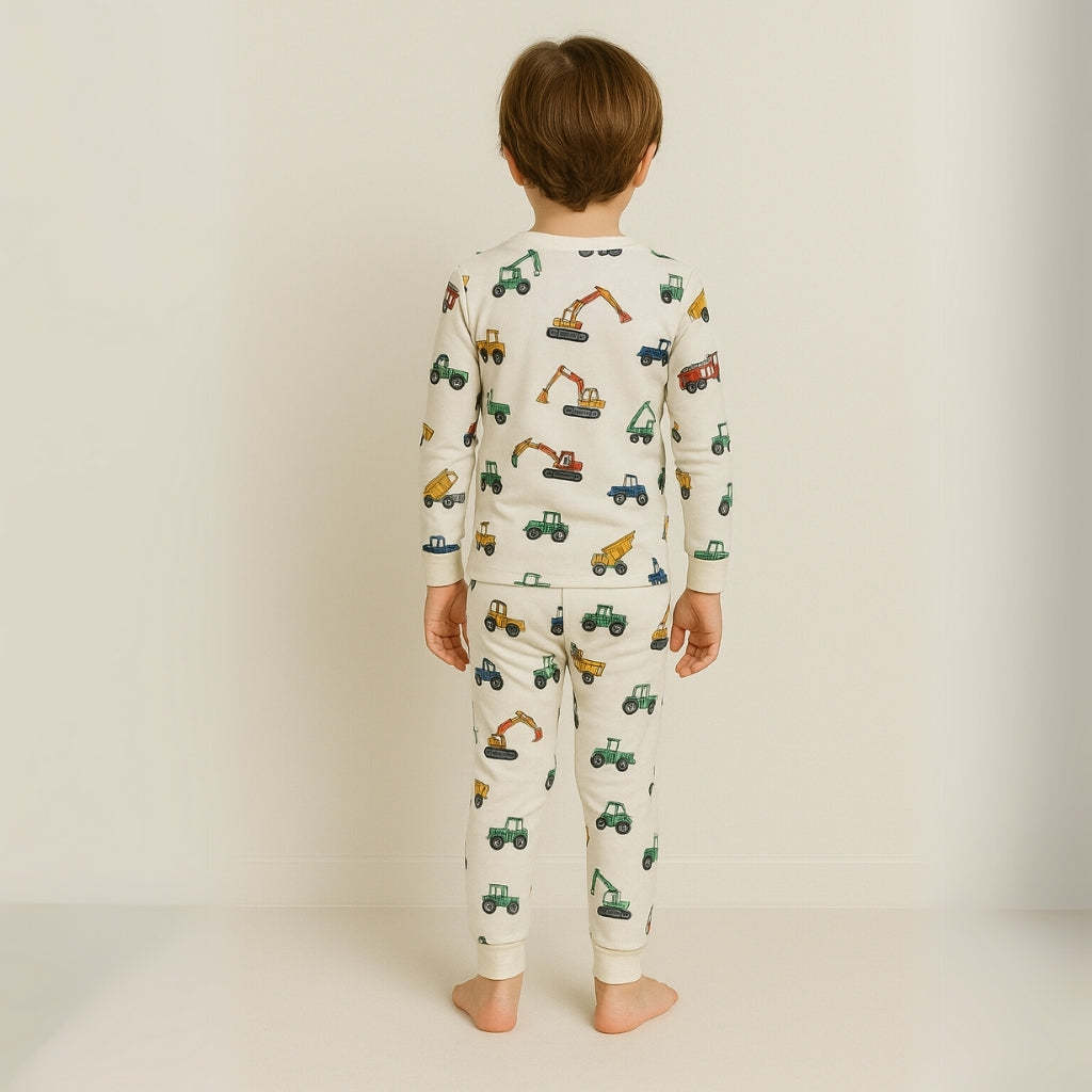 Organic Cotton Digger Truck Pajamas Set