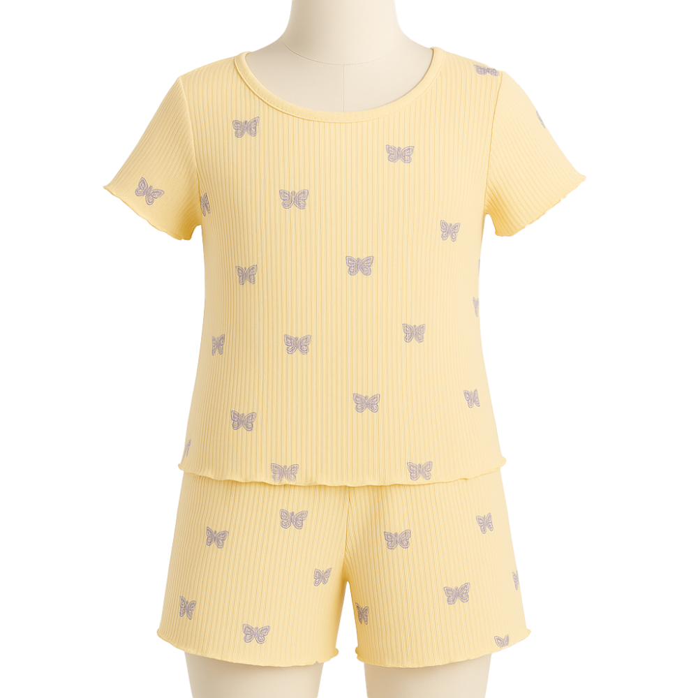 Vibrant Art Printed Pajama Top And Shorts Set