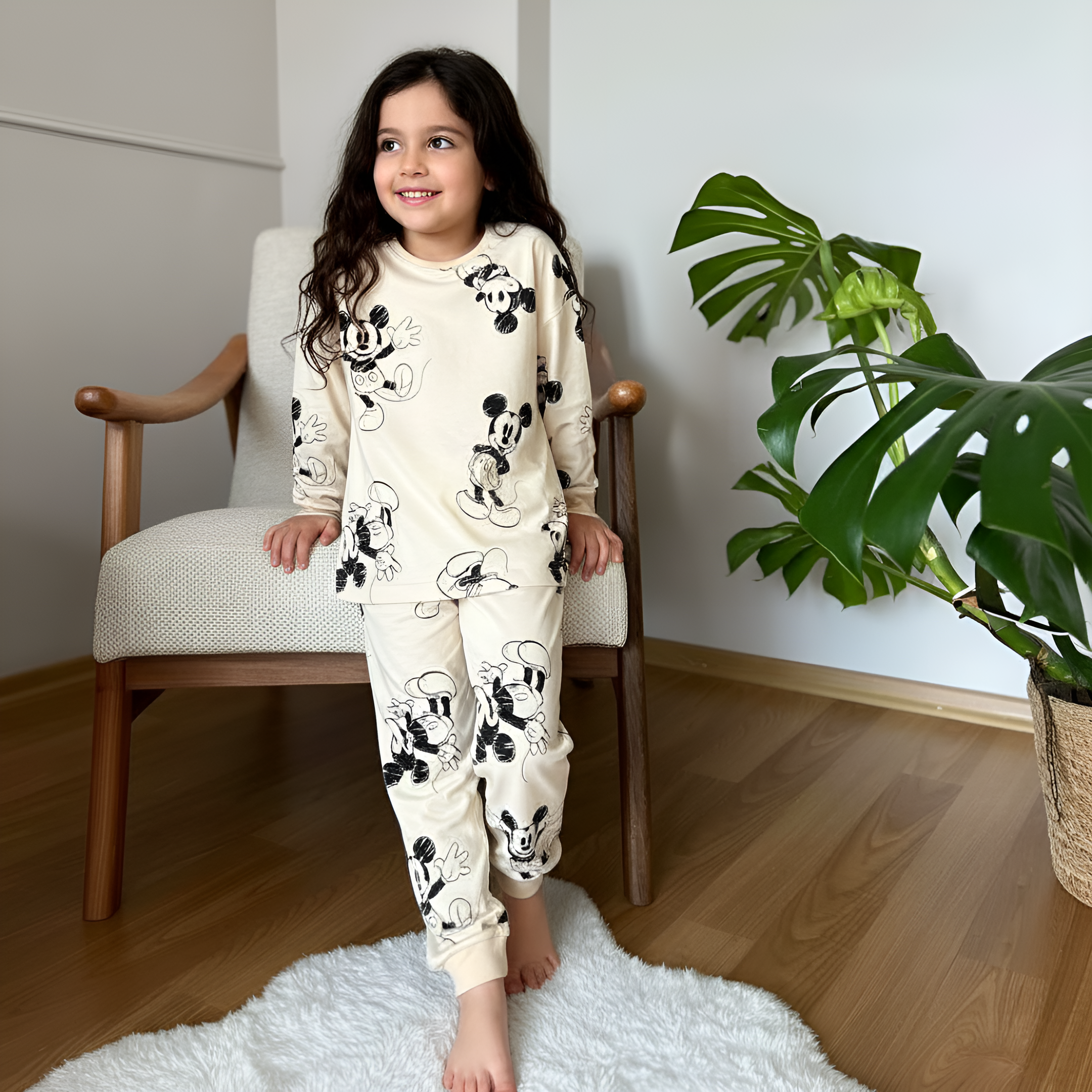 Mouse Printed Cotton Pajama Set
